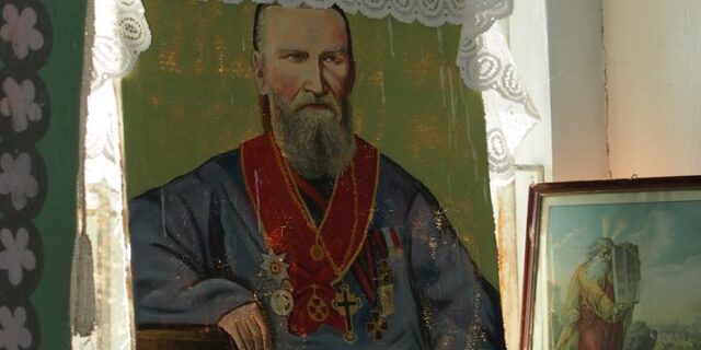 Zachowany w cerkwi w Grzybowszczyźnie portret Joana Kronsztadzkiego, namalowany w 1901 r. Ze zbiorów autora