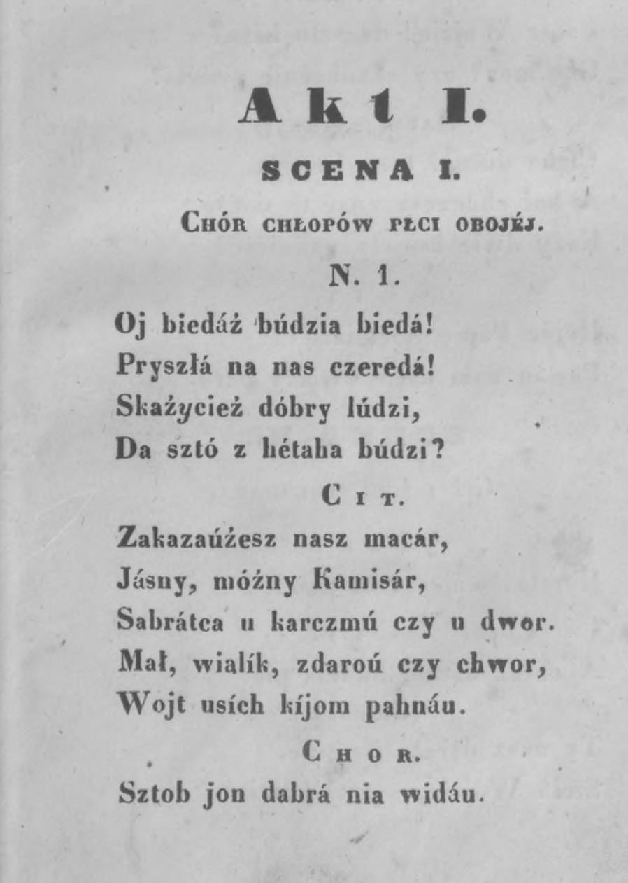 Старонка першага выдання оперы „Сялянка”, 1846 г.
