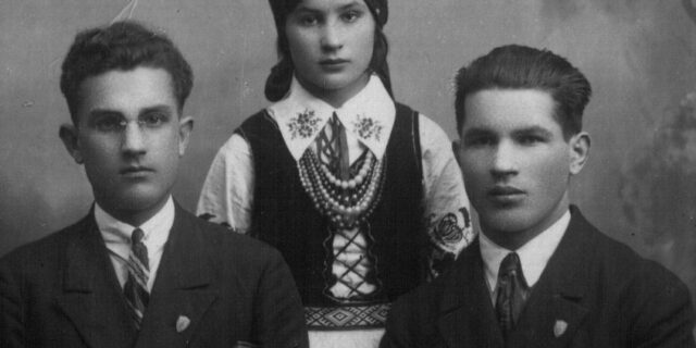 Сябры маладосці. Мар'ян Пецюкевіч, Вераніка Шутовіч і Янка Шутовіч. 1930-я гады
