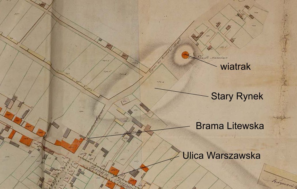 Fragment planu Białegostoku z 1810 roku (ogrodowy.minigo.pl)