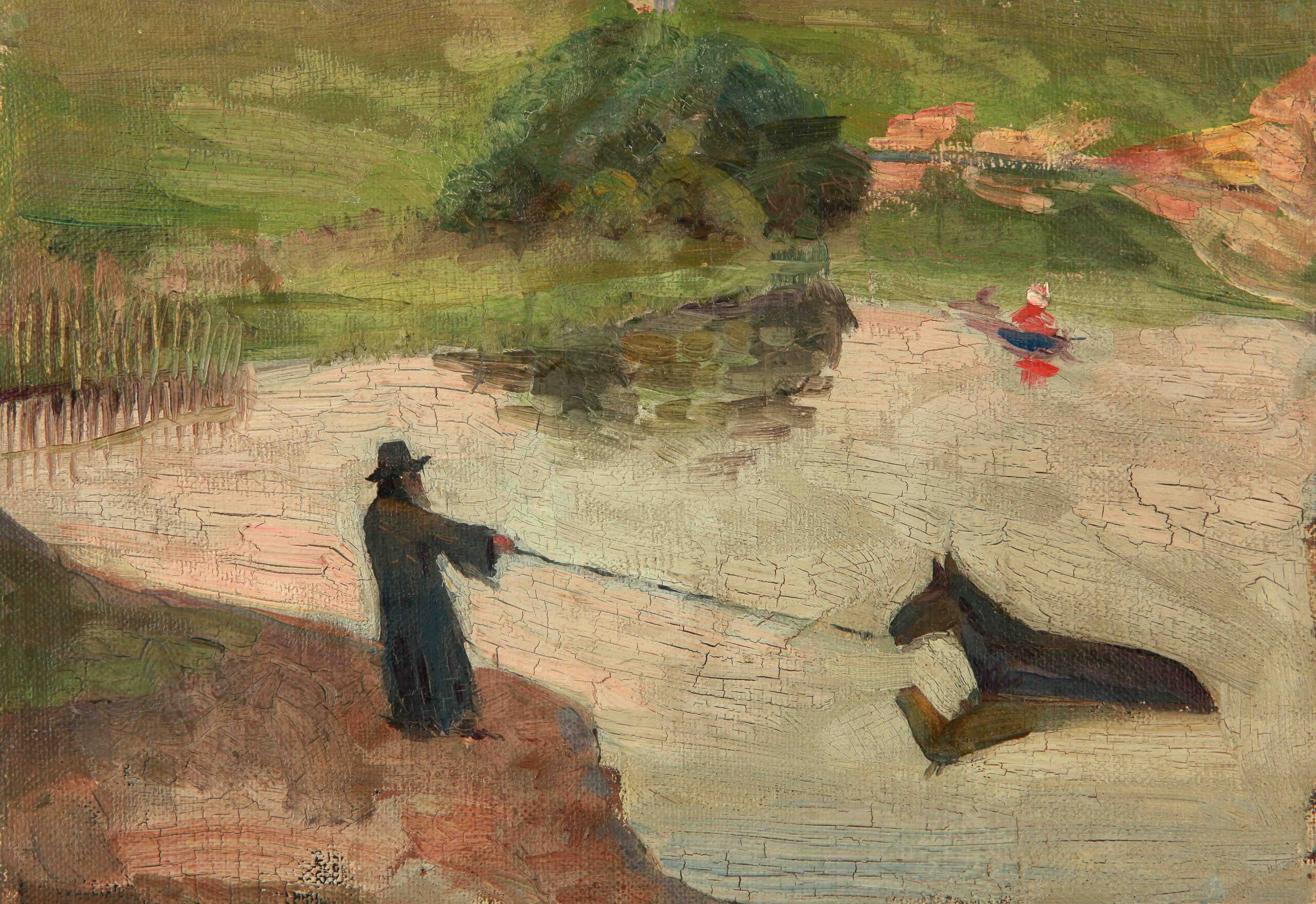 Купаньне каня. 1910-я гг.