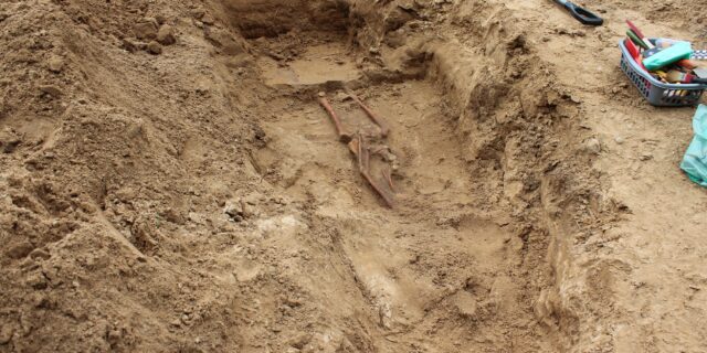 Jeden ze szkieletów, zdekompletowanych przy budowie „drugiego Szudziałowa” Fot. Jerzy Chmielewski